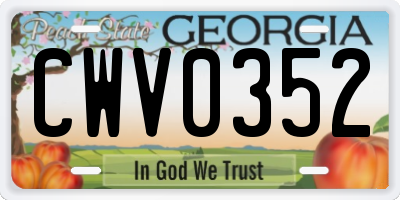 GA license plate CWV0352