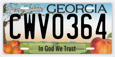 GA license plate CWV0364