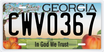 GA license plate CWV0367