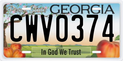 GA license plate CWV0374