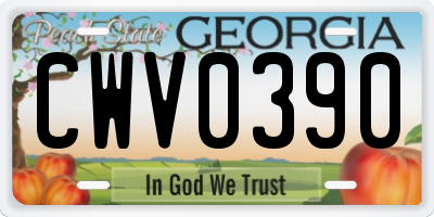 GA license plate CWV0390