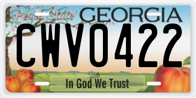 GA license plate CWV0422