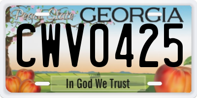 GA license plate CWV0425