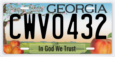 GA license plate CWV0432
