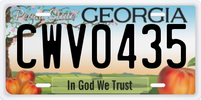 GA license plate CWV0435