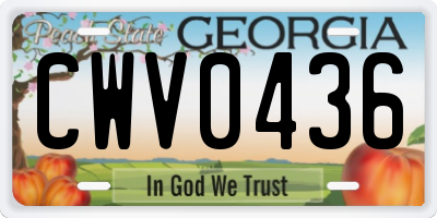 GA license plate CWV0436