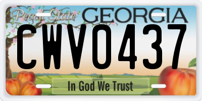 GA license plate CWV0437