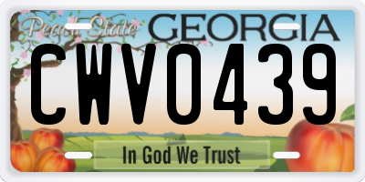 GA license plate CWV0439