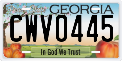 GA license plate CWV0445