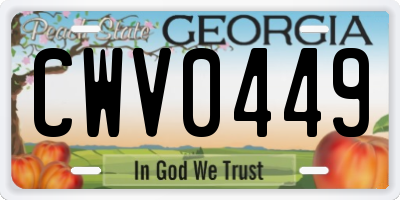 GA license plate CWV0449