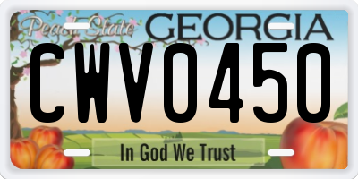 GA license plate CWV0450