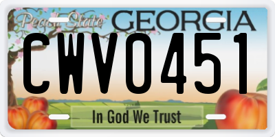 GA license plate CWV0451