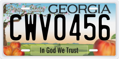 GA license plate CWV0456