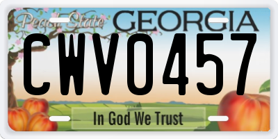 GA license plate CWV0457