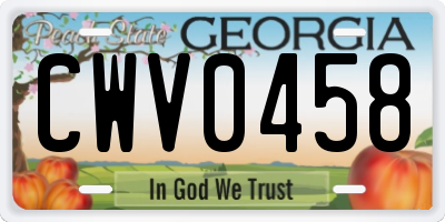 GA license plate CWV0458