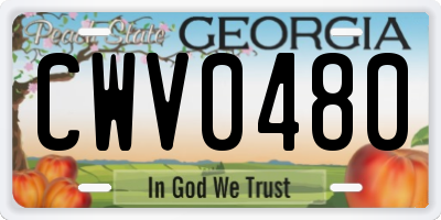 GA license plate CWV0480