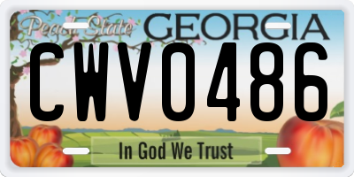 GA license plate CWV0486