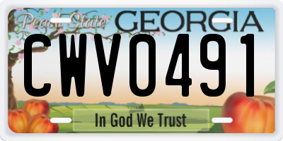 GA license plate CWV0491