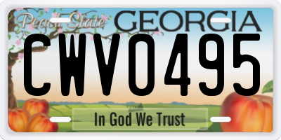 GA license plate CWV0495