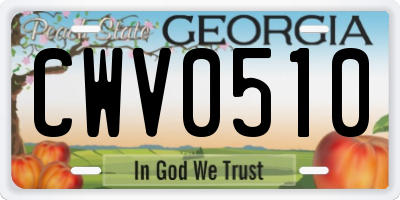 GA license plate CWV0510