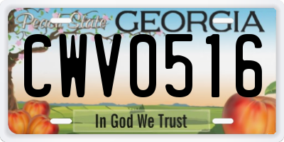 GA license plate CWV0516