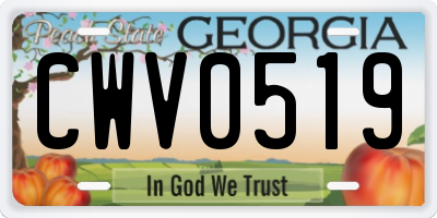 GA license plate CWV0519