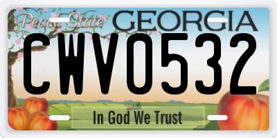 GA license plate CWV0532