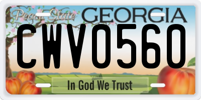GA license plate CWV0560