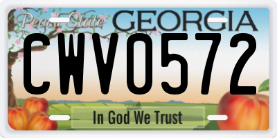 GA license plate CWV0572