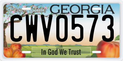 GA license plate CWV0573
