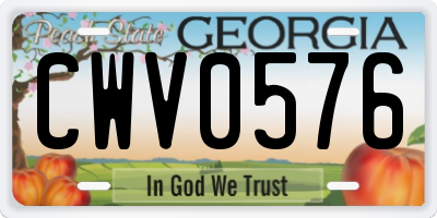 GA license plate CWV0576