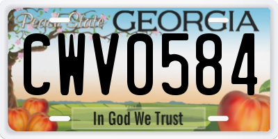 GA license plate CWV0584