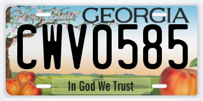 GA license plate CWV0585