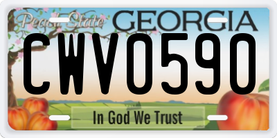 GA license plate CWV0590