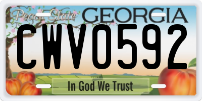 GA license plate CWV0592