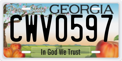 GA license plate CWV0597