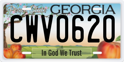 GA license plate CWV0620