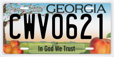 GA license plate CWV0621