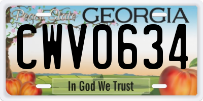 GA license plate CWV0634