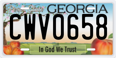 GA license plate CWV0658
