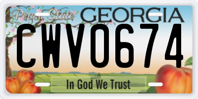 GA license plate CWV0674
