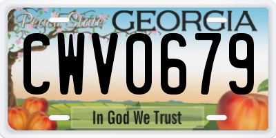 GA license plate CWV0679