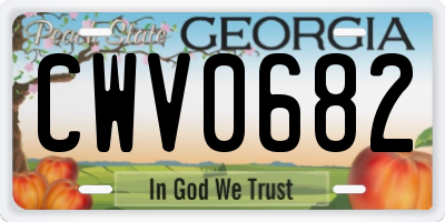GA license plate CWV0682