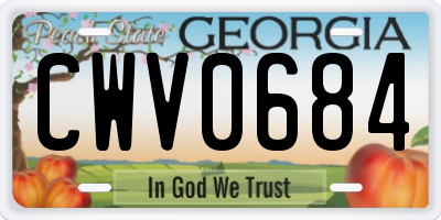 GA license plate CWV0684