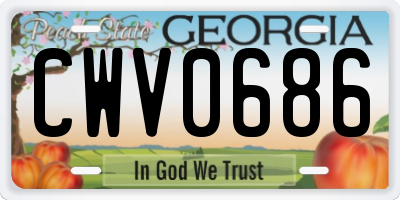 GA license plate CWV0686