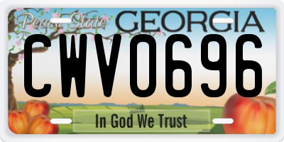 GA license plate CWV0696