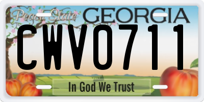 GA license plate CWV0711