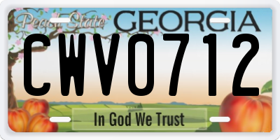 GA license plate CWV0712