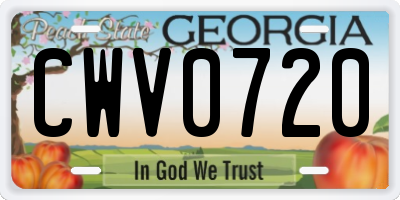 GA license plate CWV0720