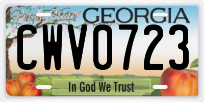GA license plate CWV0723